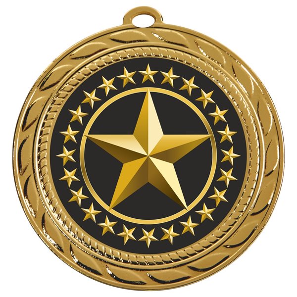 Star Medal 70mm in Gold, Silver & Bronze MD236
