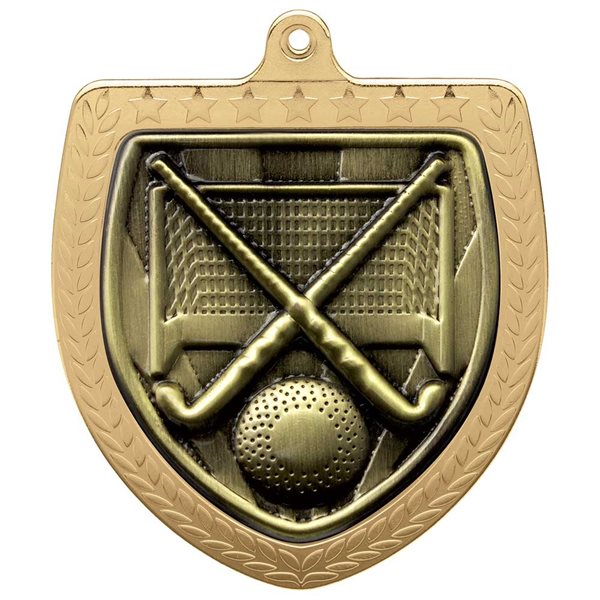 Hockey 75mm Cobra Shield Medal in Gold, Silver & Bronze MM24219