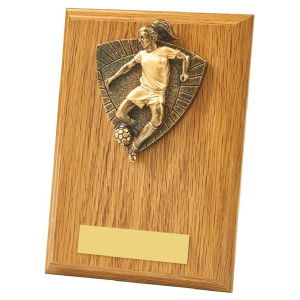 Football Female Wooden Plaque Award 1032