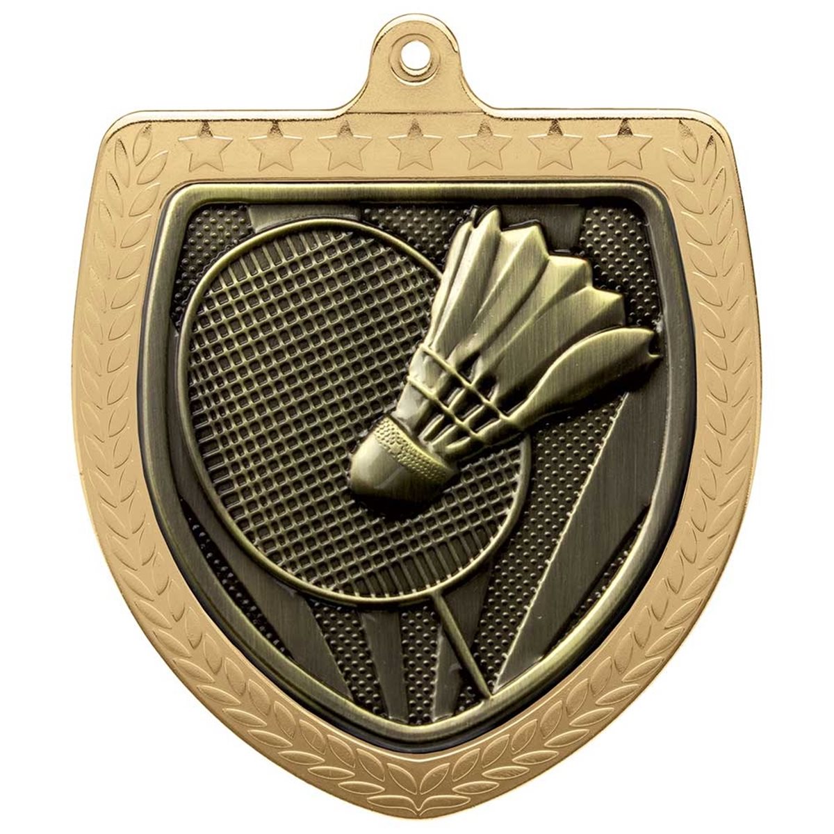Badminton 75mm Cobra Shield Medal in Gold, Silver & Bronze MM24221
