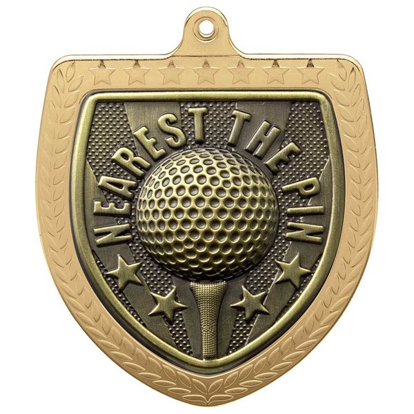Golf Nearest The Pin 75mm Cobra Shield Medal in Gold, Silver & Bronze MM24211