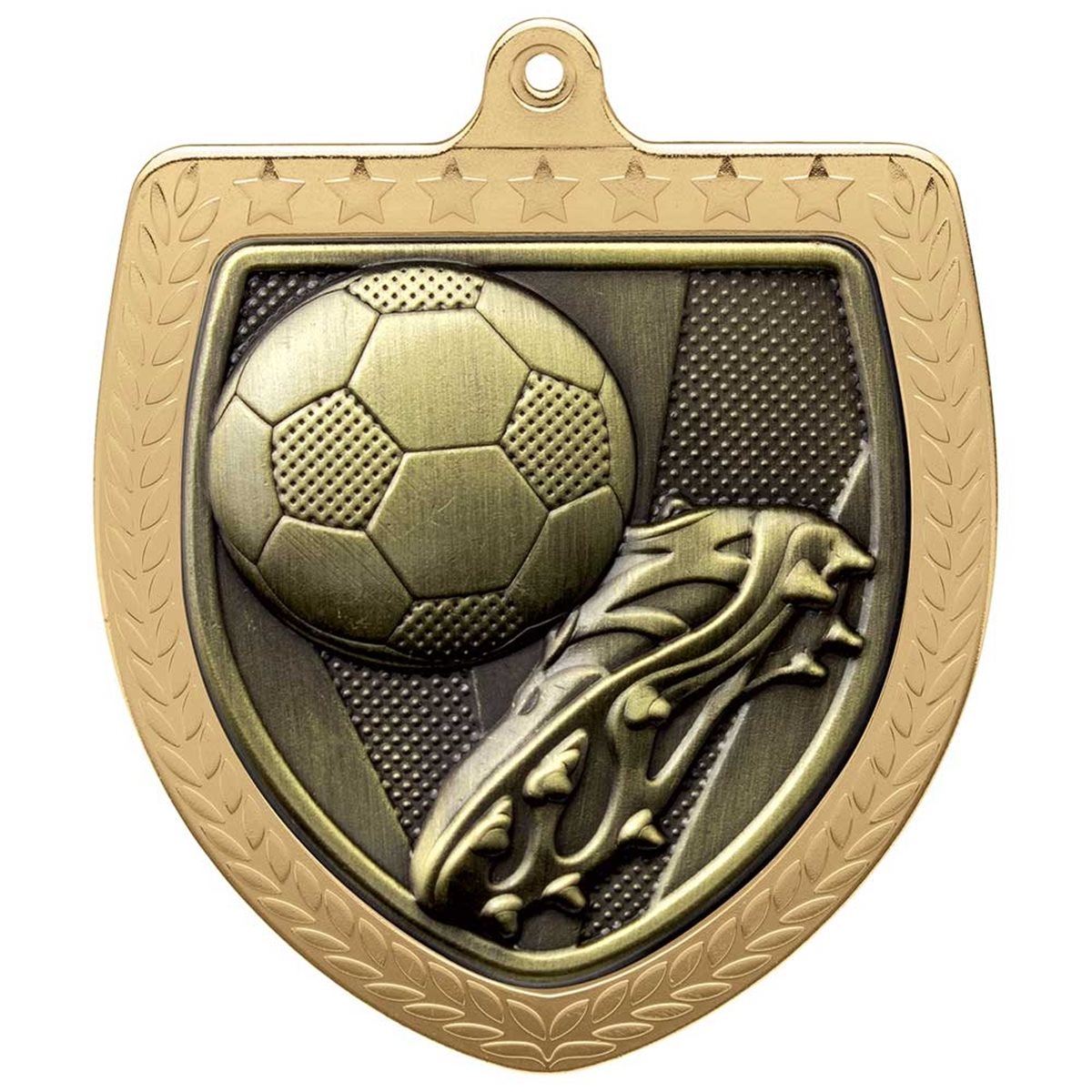 Football 75mm Cobra Shield Medal in Gold, Silver & Bronze MM24195