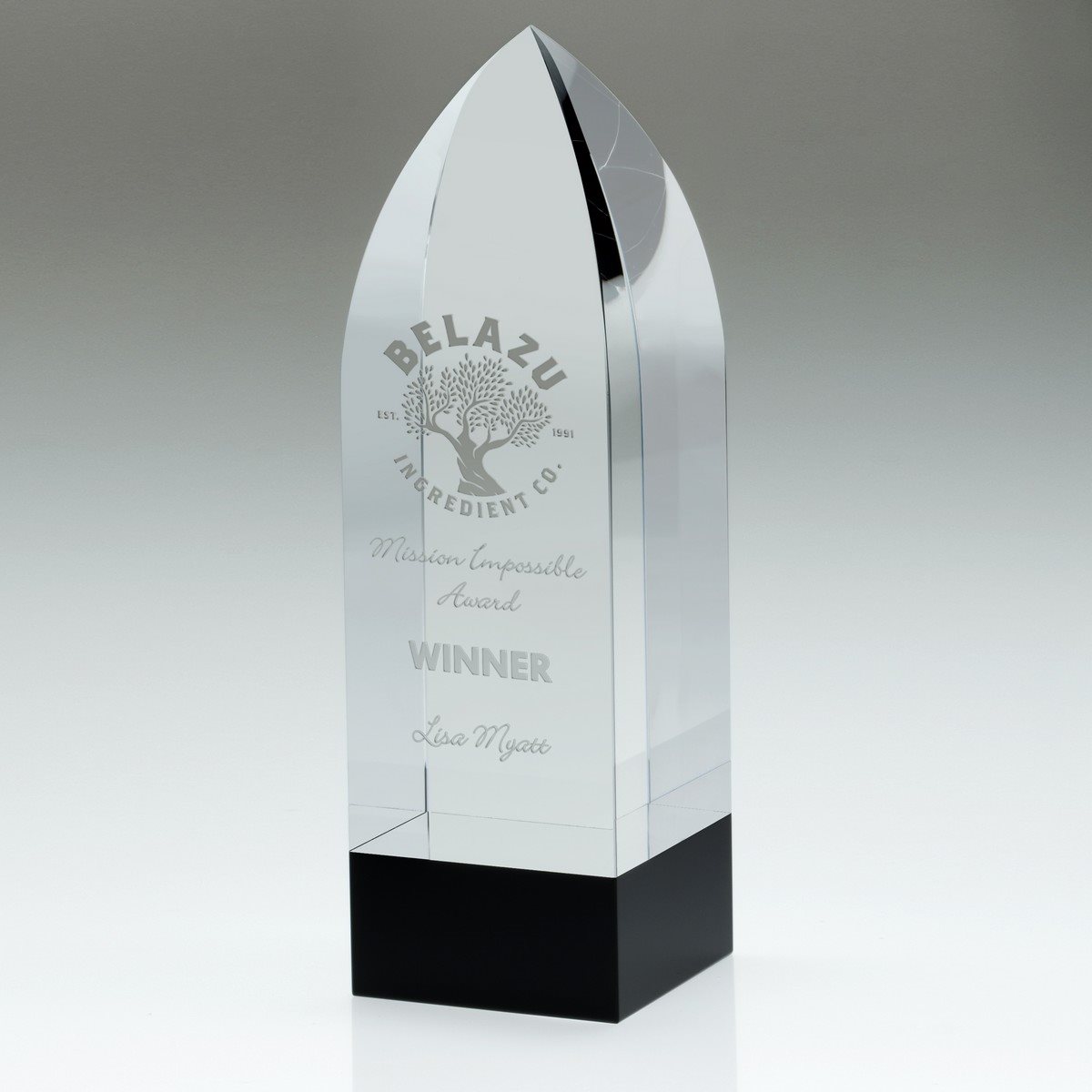 Clear/Black Pillar Glass Award CBG1