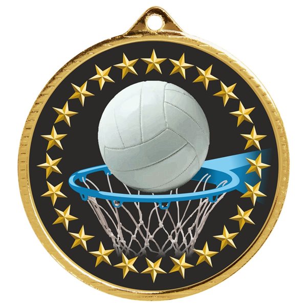 Netball Medal 50mm in Gold, Silver & Bronze MD213