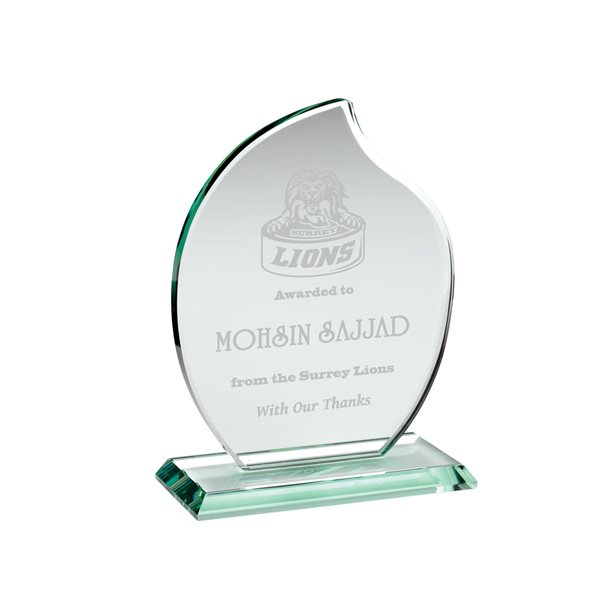 Flame Glass Award 10mm Thick KG9 (WHITE ENGRAVING ONLY)