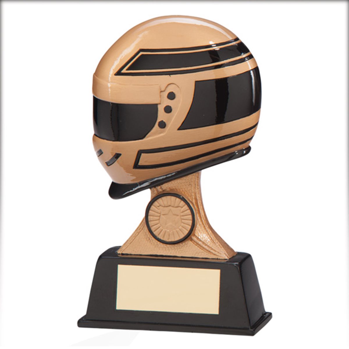 Motorsport Helmet Trophy Black/Gold Resin RF0112