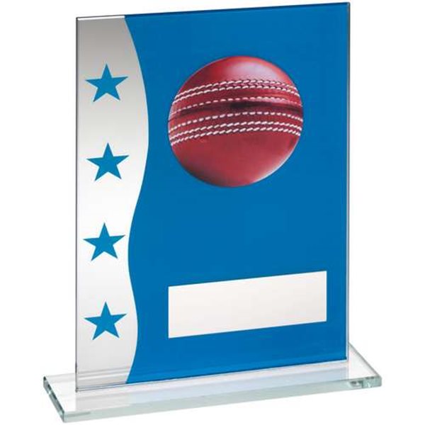 Cricket Blue/Silver Glass Award TD.TD646