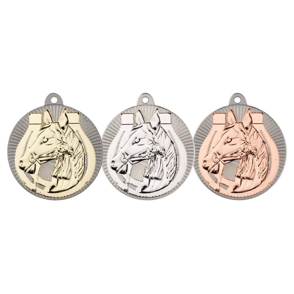 50mm Silver Two Colour Horse Medal MV20