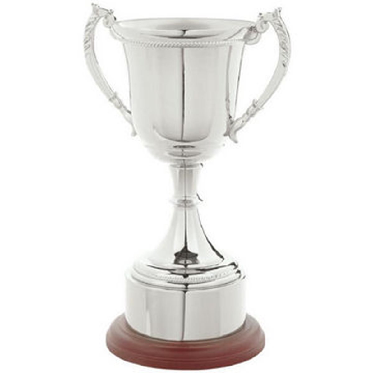 Silver Nickel Plated Cup on Round Wooden Base SV810 - 35cm (13.75") and 32cm (12.5") available