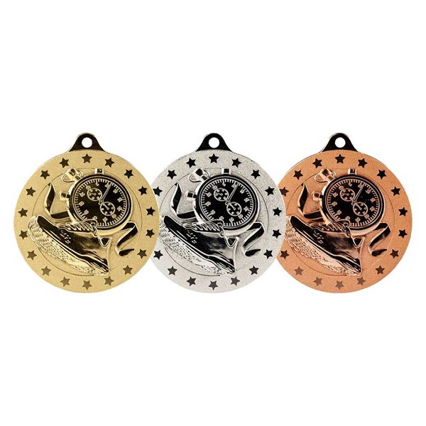 Cascade 50mm Running Medal in Gold, Silver and Bronze MM26186