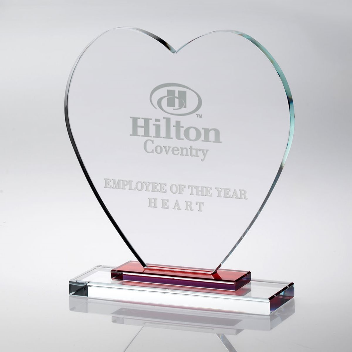 Glass Heart With Base - 10mm Thick (JB1200) - Colour print option
