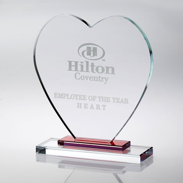 Glass Heart With Base - 10mm Thick (JB1200) - Colour print option