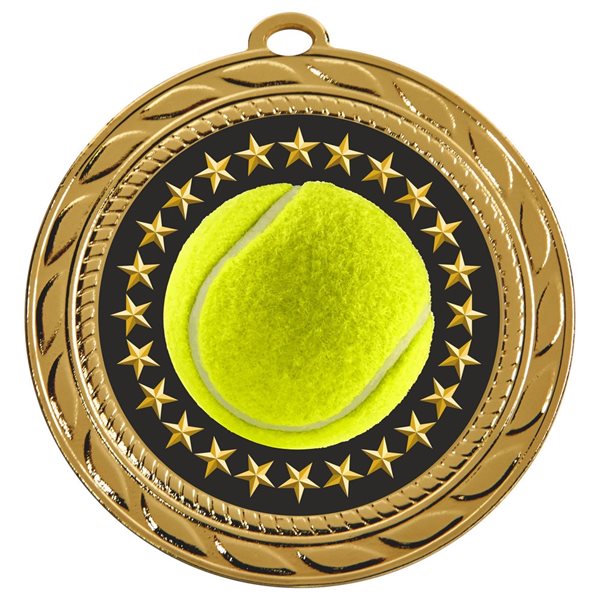 Tennis Medal 70mm in Gold, Silver & Bronze MD238