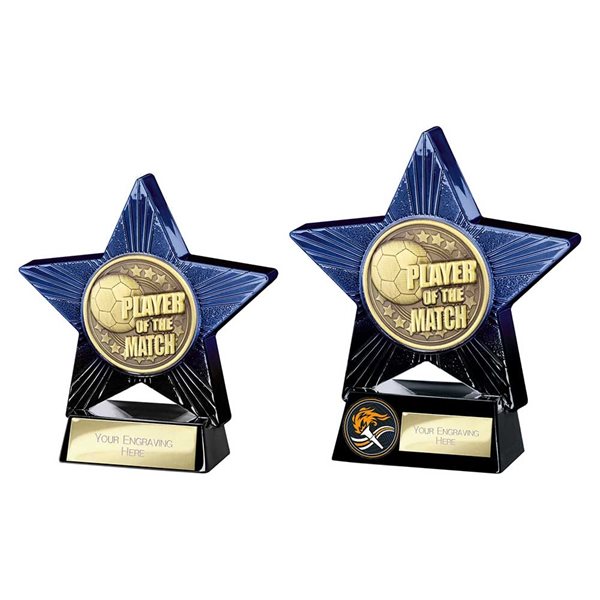 Superstar Blue & Black Player of the Match Football Trophy PM25055