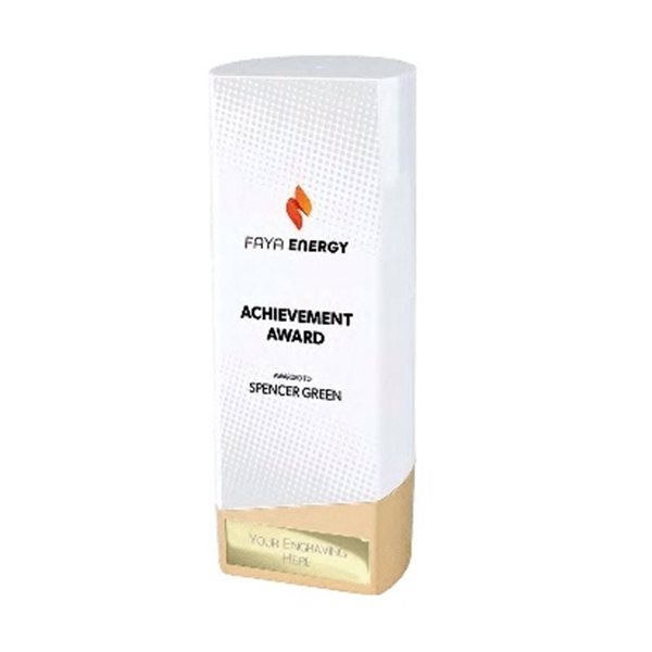 Custom White/Gold Block Award PA26015