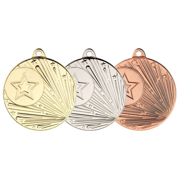 50mm Shooting Star Medal M30 in Gold, Silver and Bronze