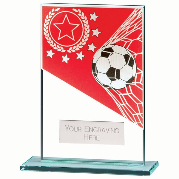 Mustang Red & Silver Glass Football Award CR22288