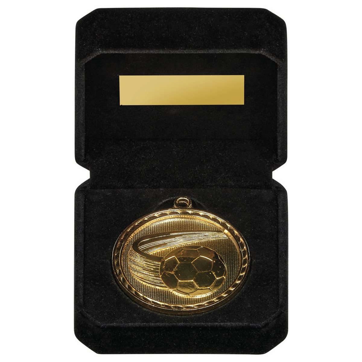 Football Medal with Box 60mm in Gold & Silver 1634