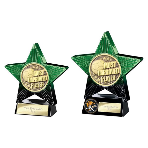 Superstar Green & Black Most Improved Player Football Trophy PQ25053
