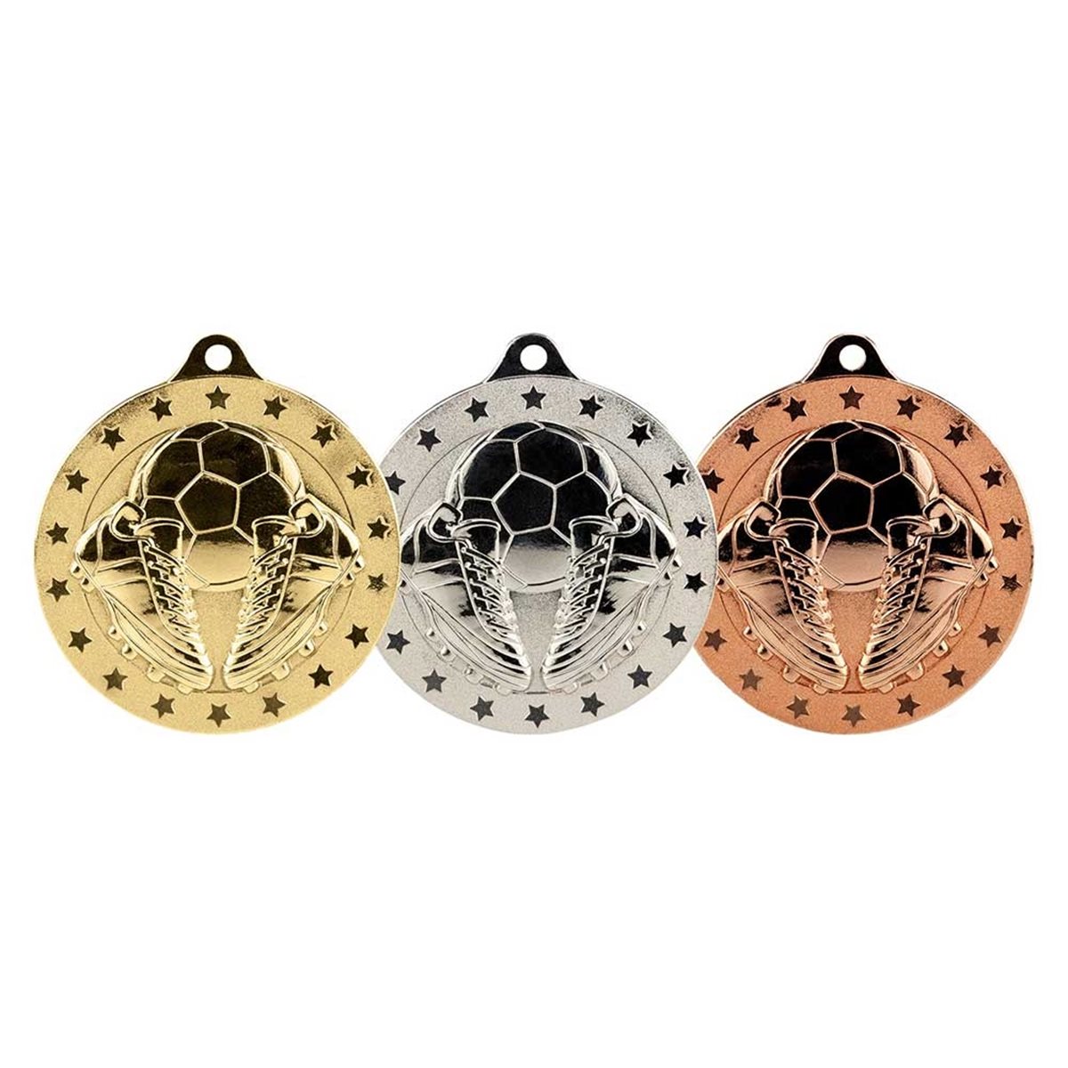 Cascade 50mm Football Medal in Gold, Silver and Bronze MM26182