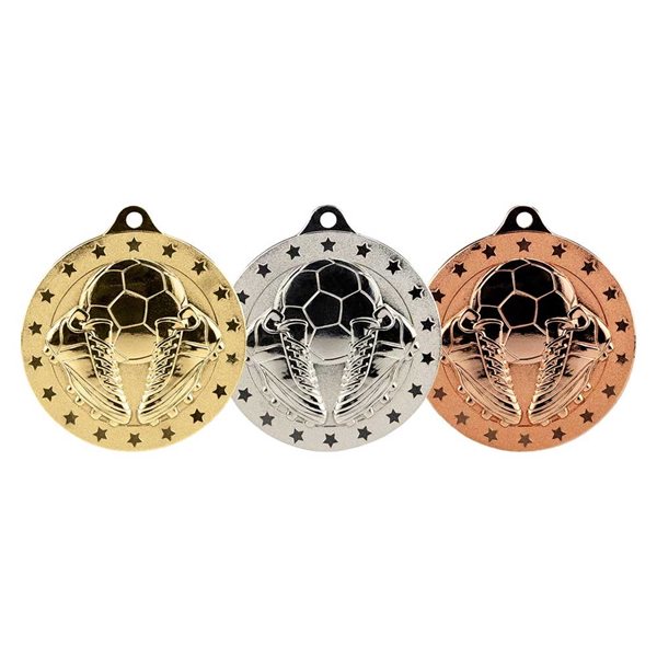 Cascade 50mm Football Medal in Gold, Silver and Bronze MM26182