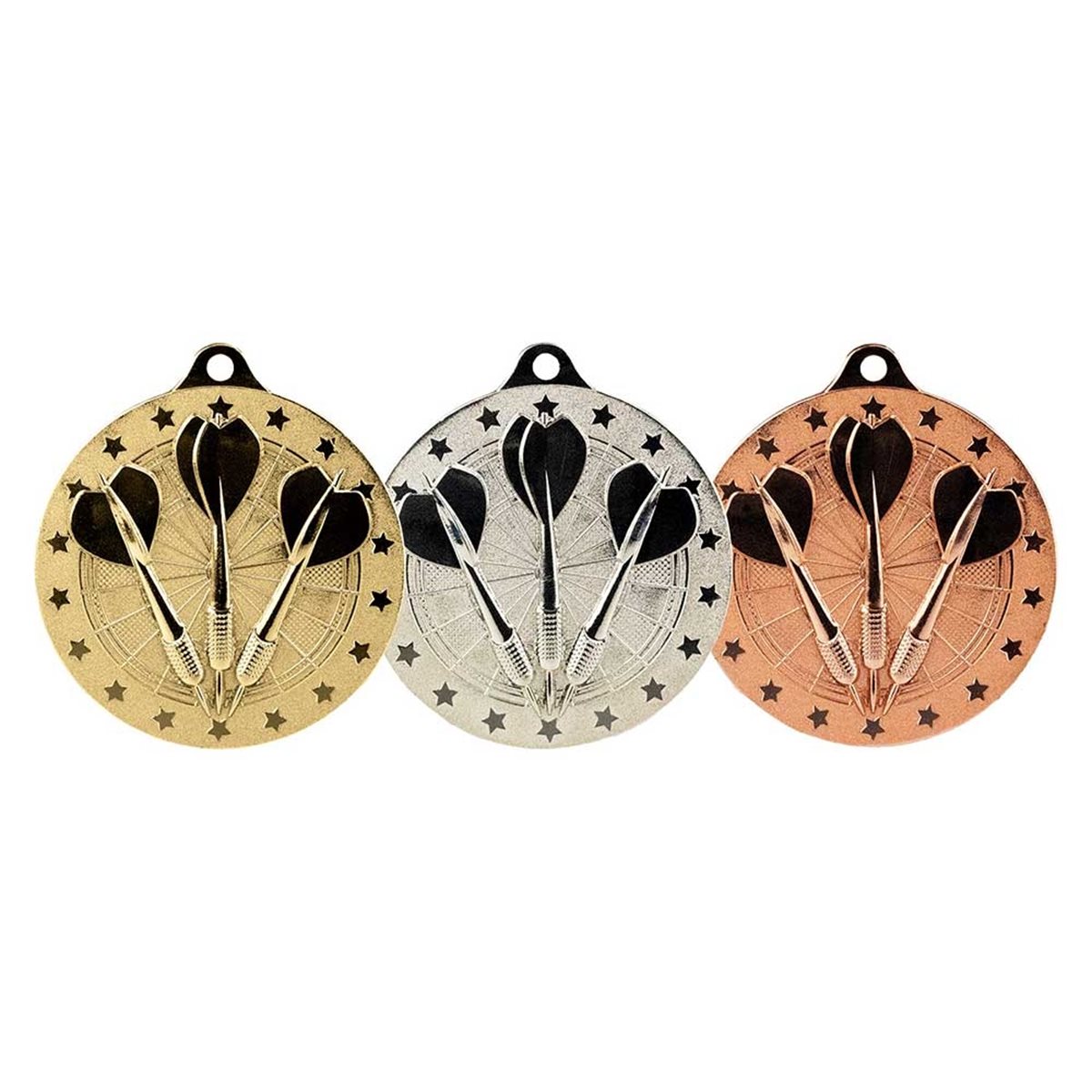 Cascade 50mm Darts Medal in Gold, Silver and Bronze MM26177