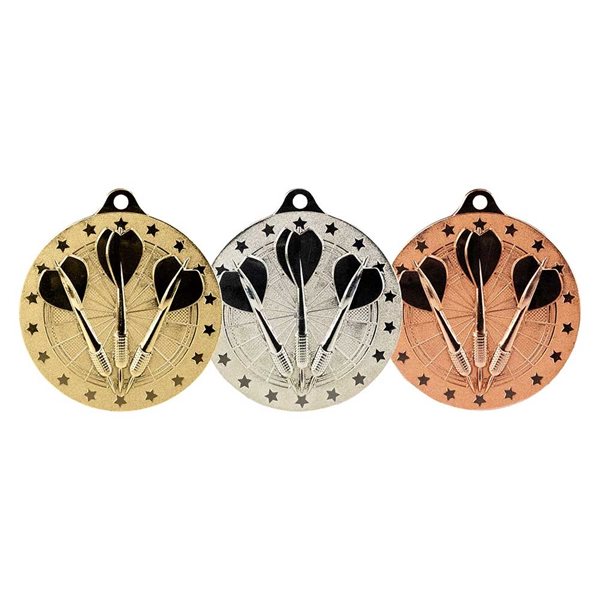 Cascade 50mm Darts Medal in Gold, Silver and Bronze MM26177