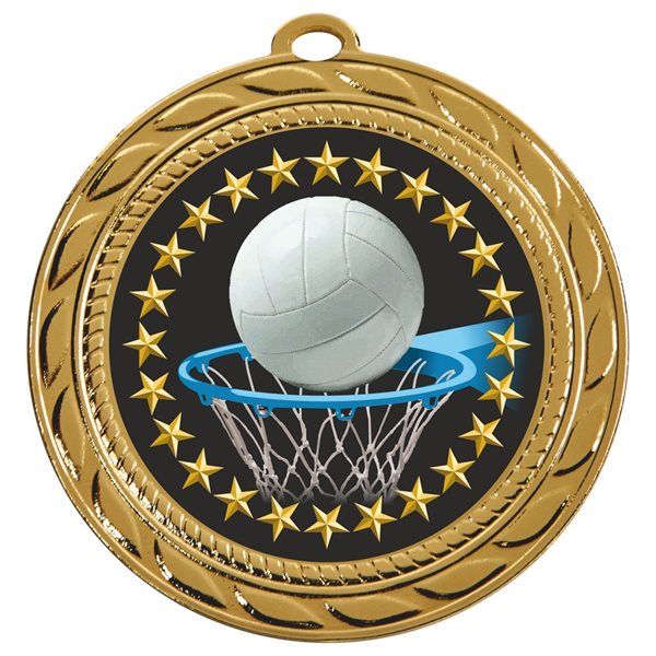 Netball Medal 70mm in Gold, Silver & Bronze MD233