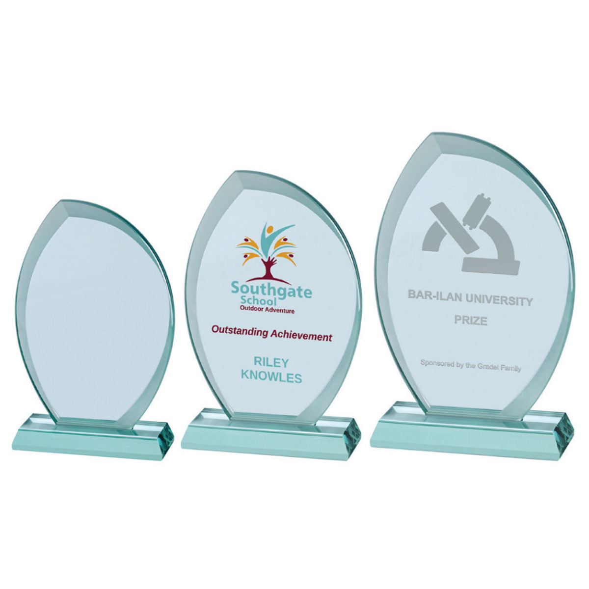 Jade Glass Plaque With Frosted Edges (15mm Thick)