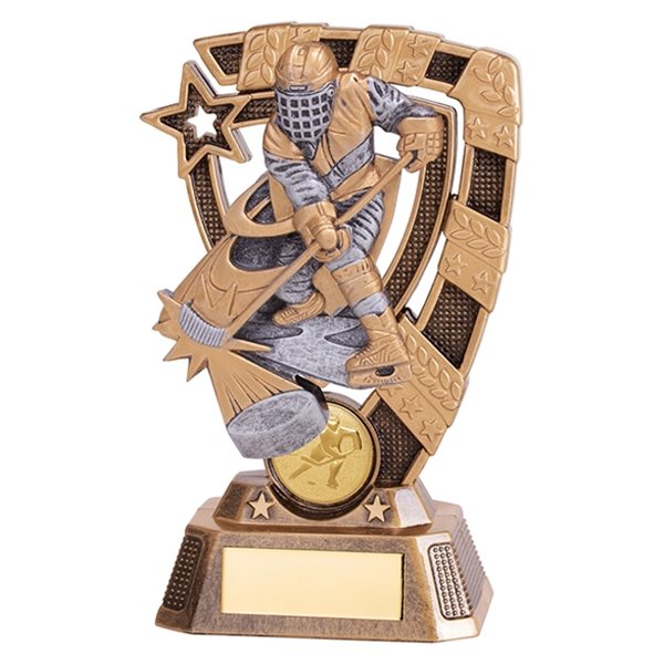Gold and Silver Resin Ice Hockey Trophy RF19070