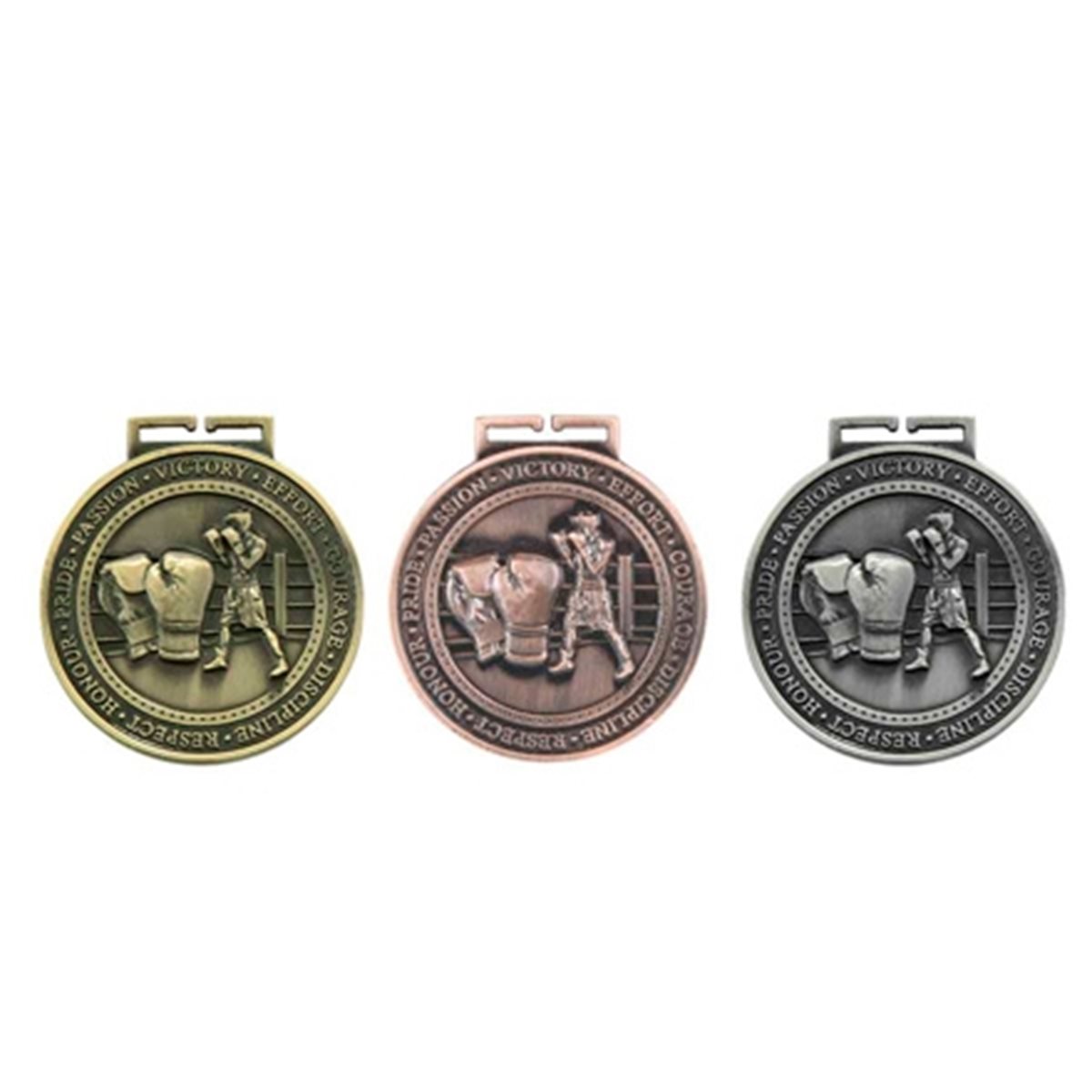 Boxing Medal & Ribbon 70mm Gold, Silver, Bronze MM17014