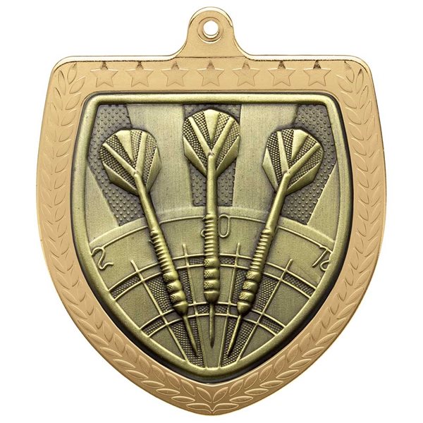 Darts 75mm Cobra Shield Medal in Gold, Silver & Bronze MM24205