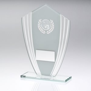 White/Silver Glass Shield Award - 4mm Thick (JR9-TD369(