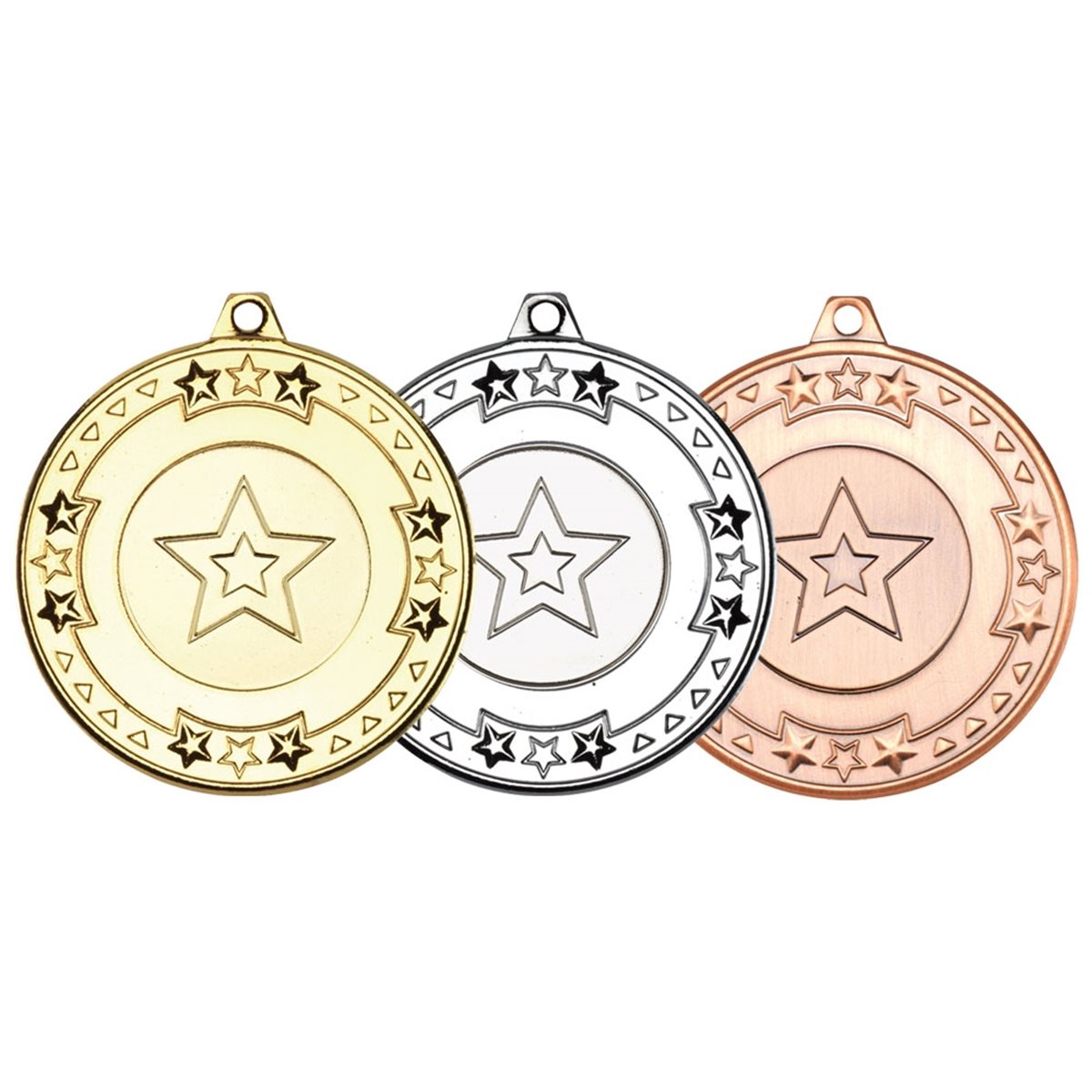 50mm Star Medal M69G in Gold, Silver and Bronze