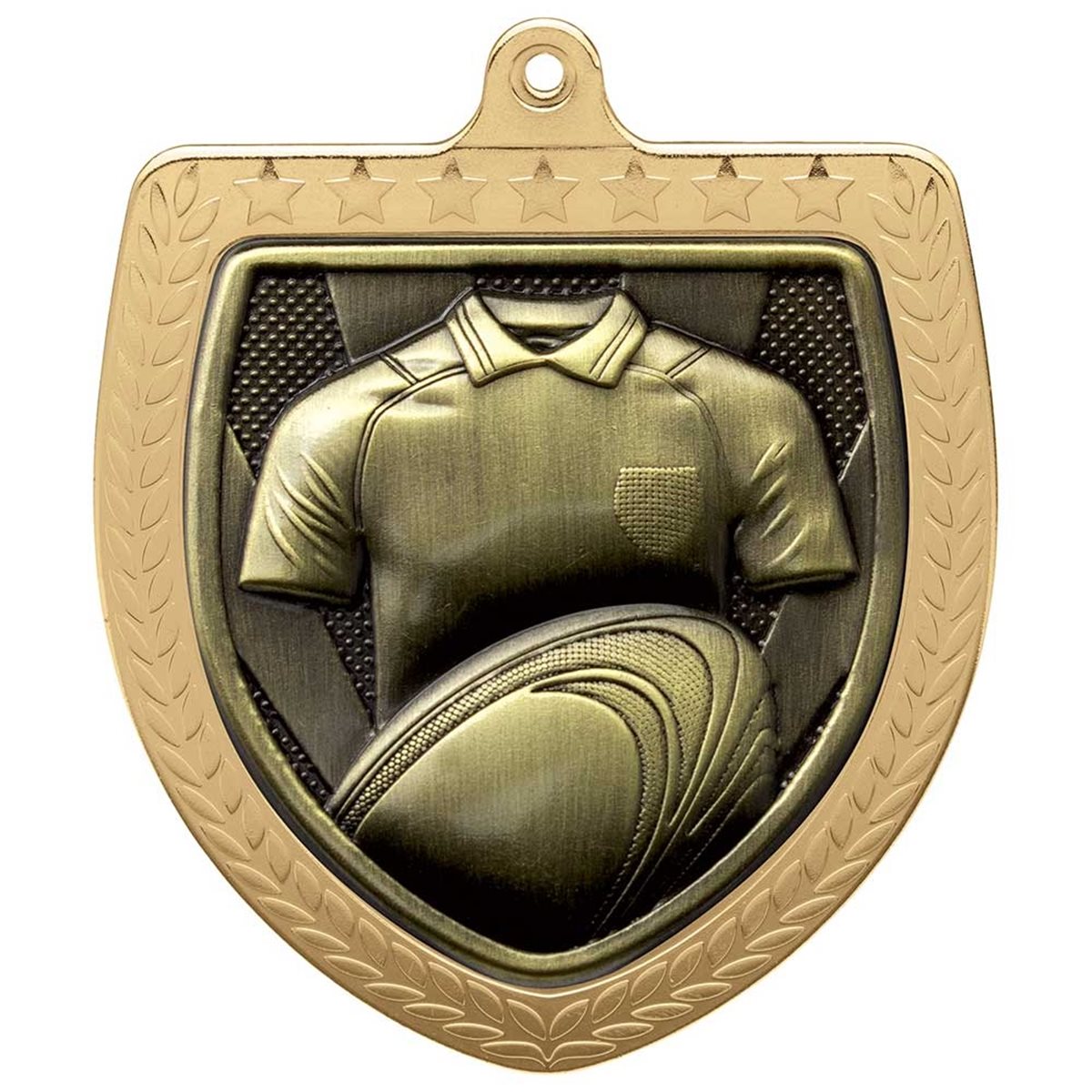 Rugby 75mm Cobra Shield Medal in Gold, Silver & Bronze MM24207