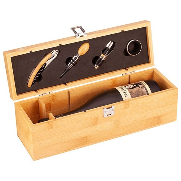 Bamboo Wood Wine Box with Tools BB22138