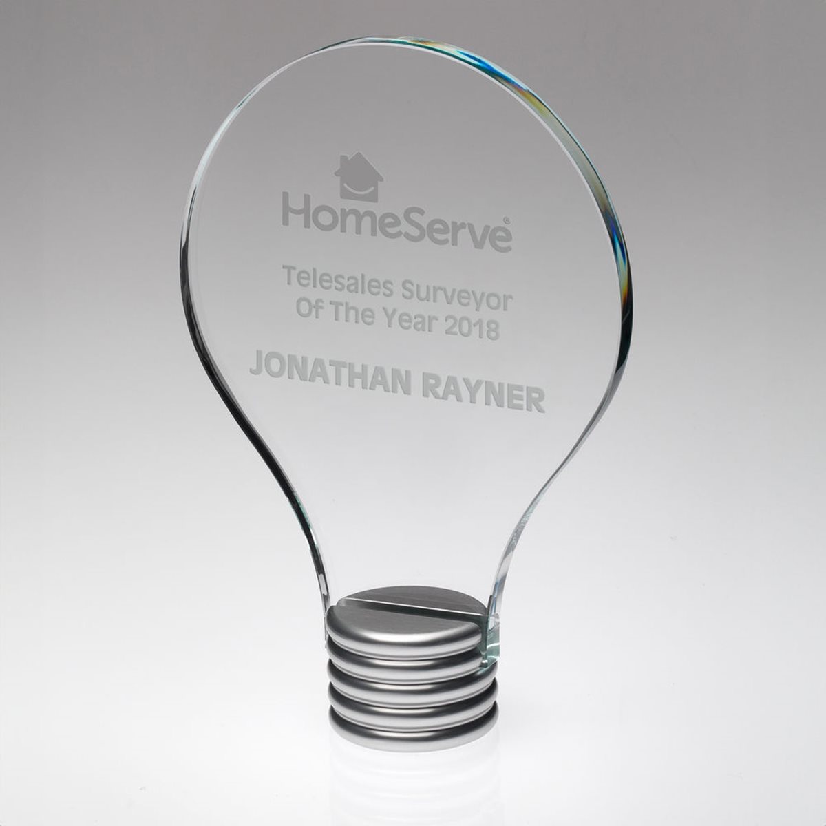 Glass Lightbulb Award On Metal Base - 10mm Thick (JB1010)