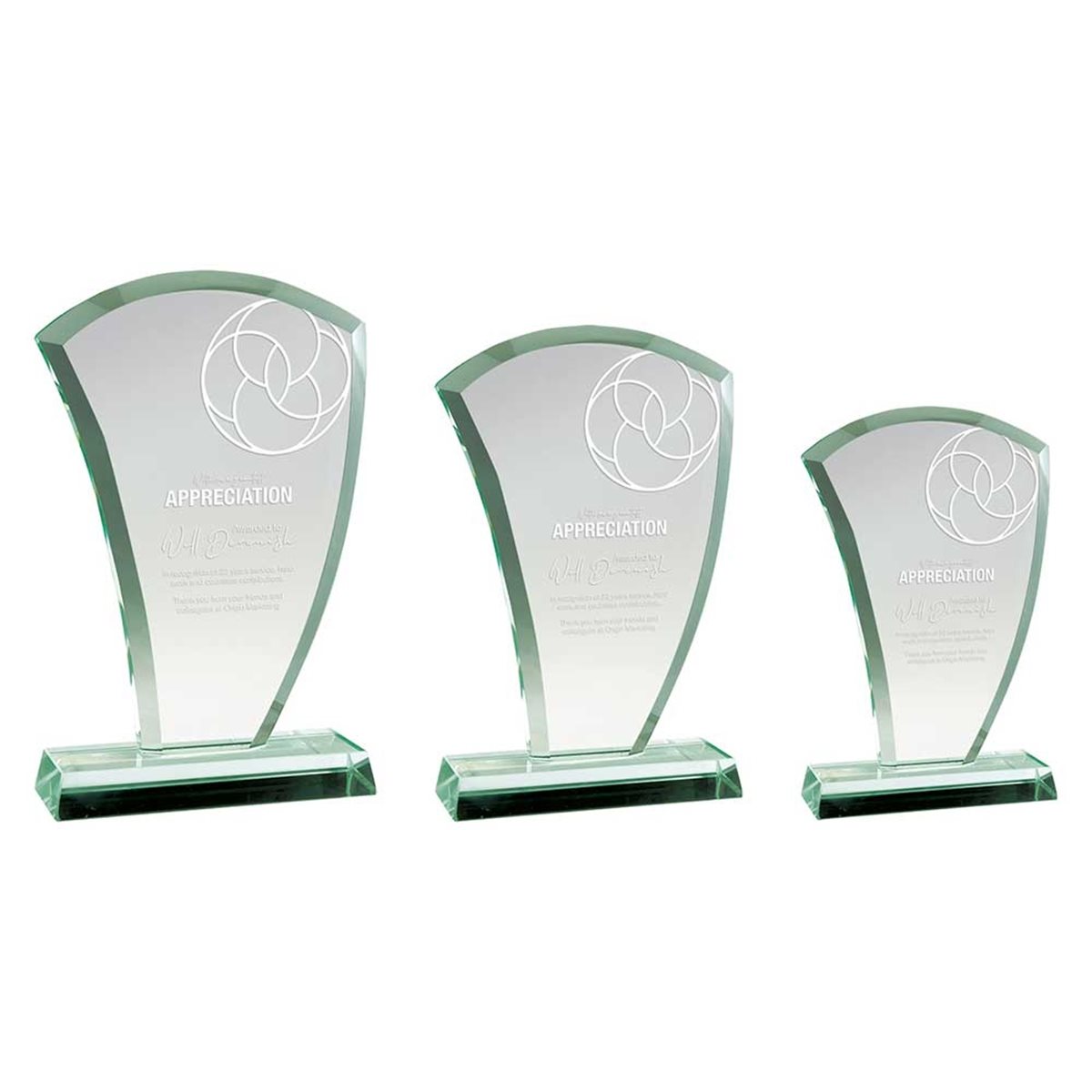 Wave Jade Glass Award 19mm thick