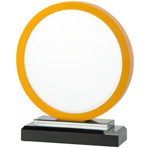 15mm thick Glass round with metallic edge - Gold, Silver and Bronze