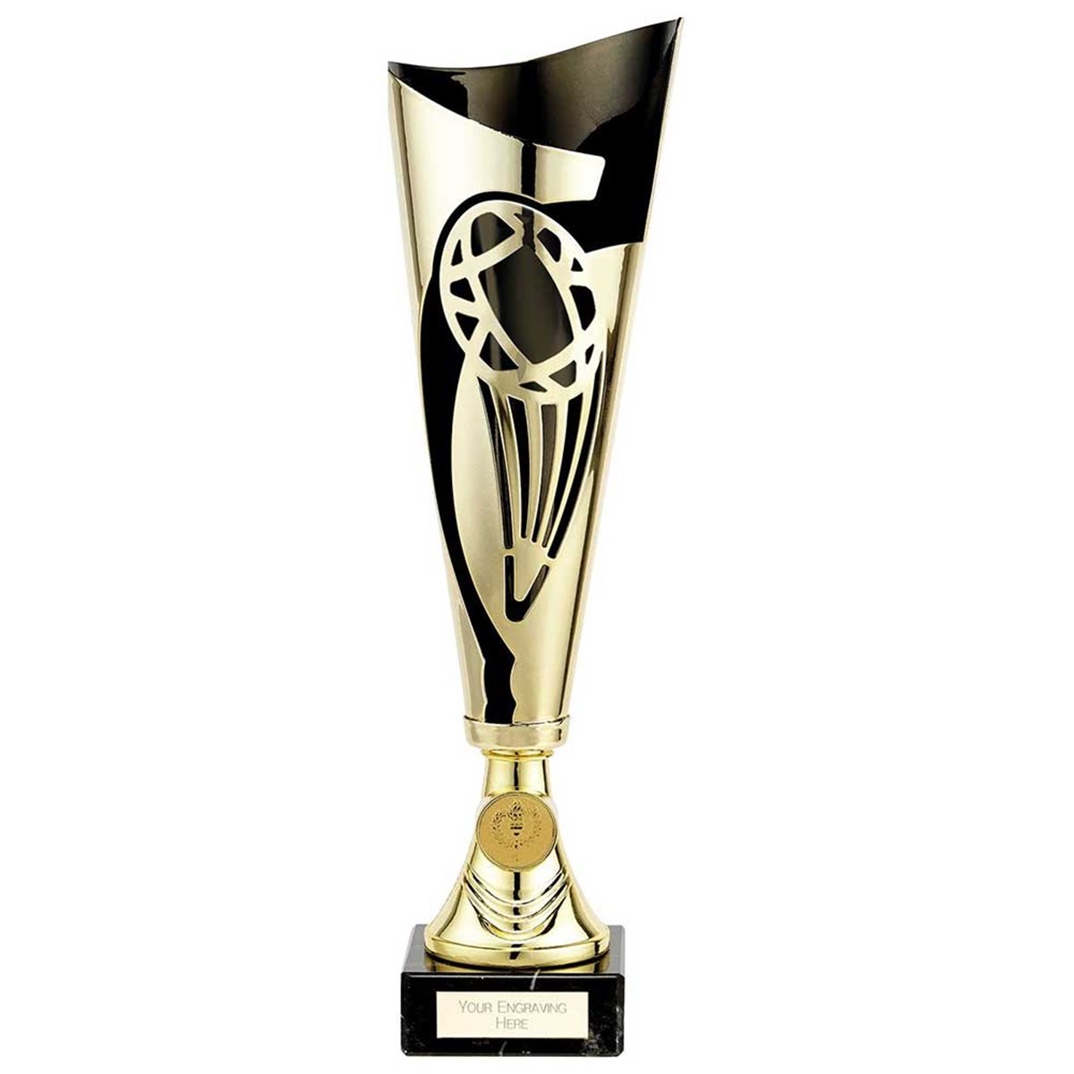 Rugby Gold Lasered Plastic Award on Black Base TR23580
