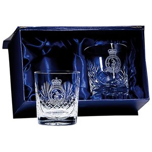 Two Crystal Whisky Glasses with Box CR22555A - Lindisfarne Crystal 24% lead (UK made)