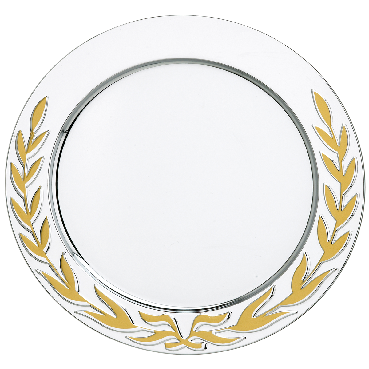 Metal (Silver colour) Salver with Gold Wreath Trim