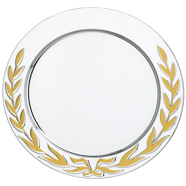 Metal (Silver colour) Salver with Gold Wreath Trim
