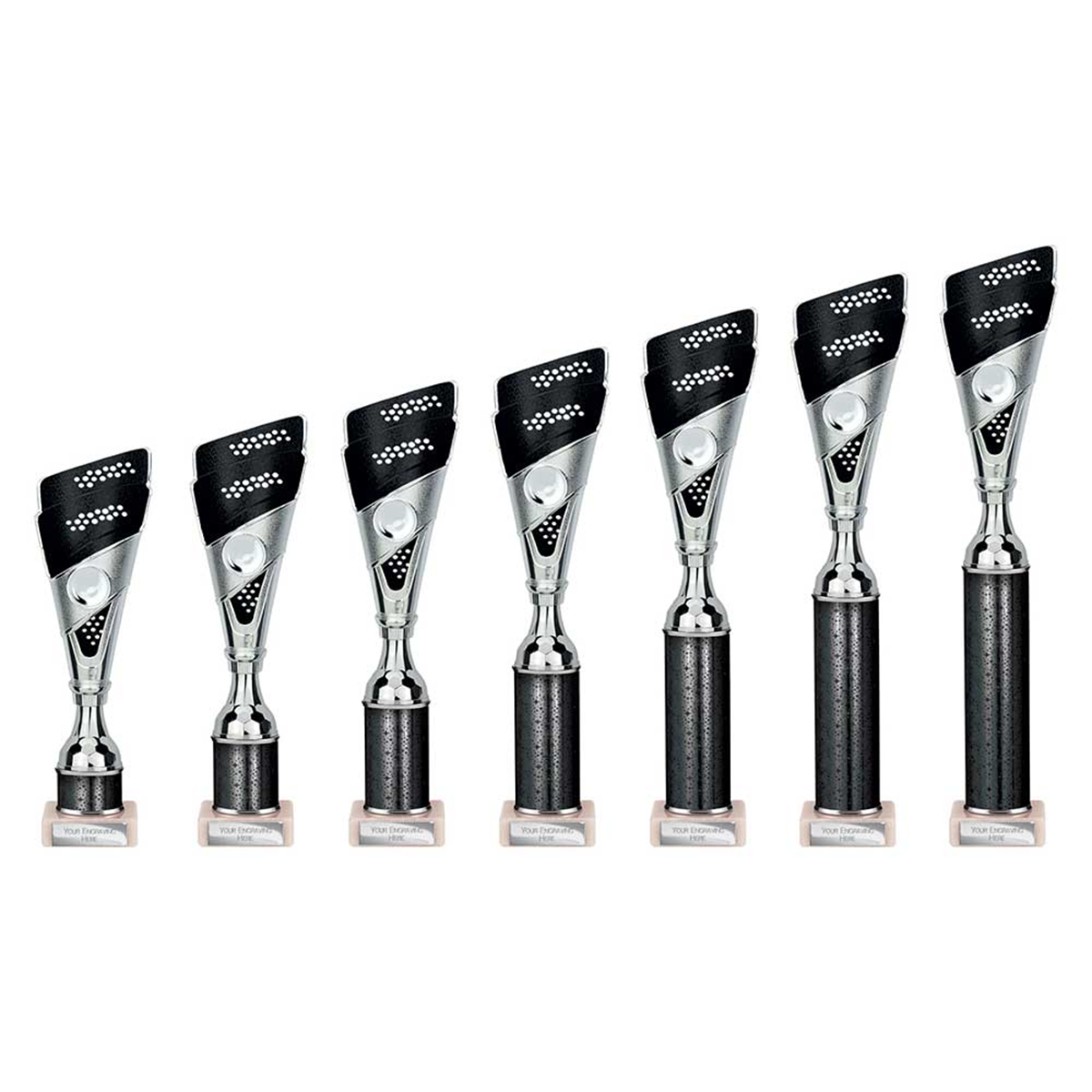 Twilight Black/Dark Blue & Silver Predator Award with Black Tubing on Marble Base TR25585