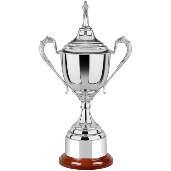 Lidded Nickle Plated Golf Cup H029
