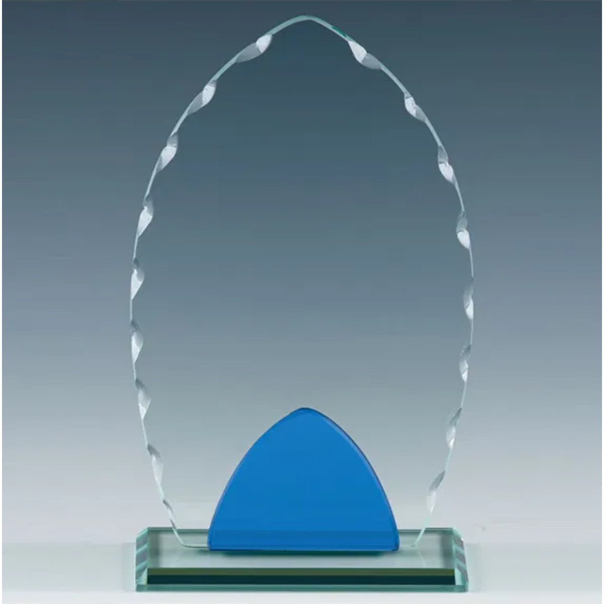 DISCONTINUED STOCK - Noble Blue Jade Glass Award 5mm Thick KM008