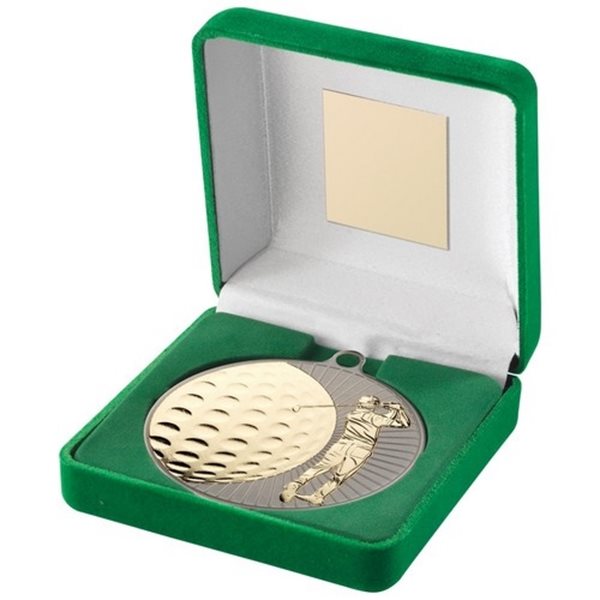 Golf 70mm Boxed Medal in Gold, Silver & Bronze JR2-TY104