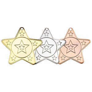 50mm Star Medal M10 in Gold,Silver and Bronze