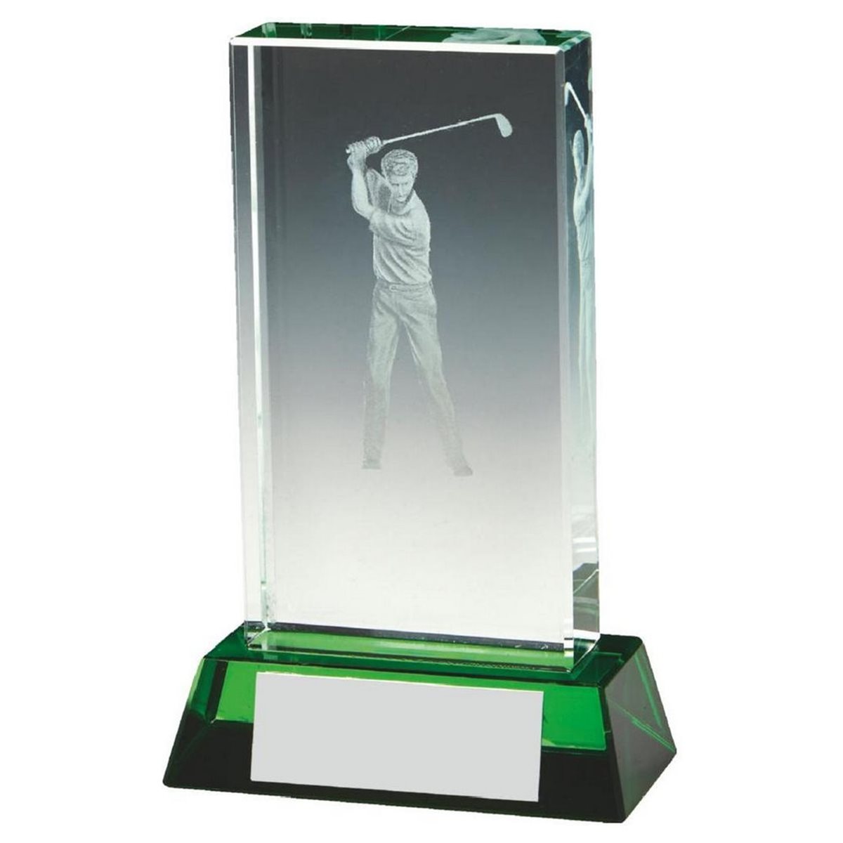 Golf Male Action Glass Award with Green Base T.3883