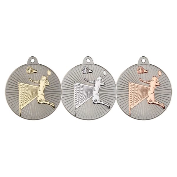 50mm Silver Two Colour Badminton Medal MV26